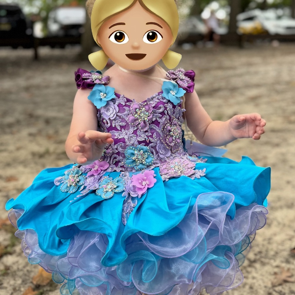 Elegant Blue and Purple Kids Formal Dress